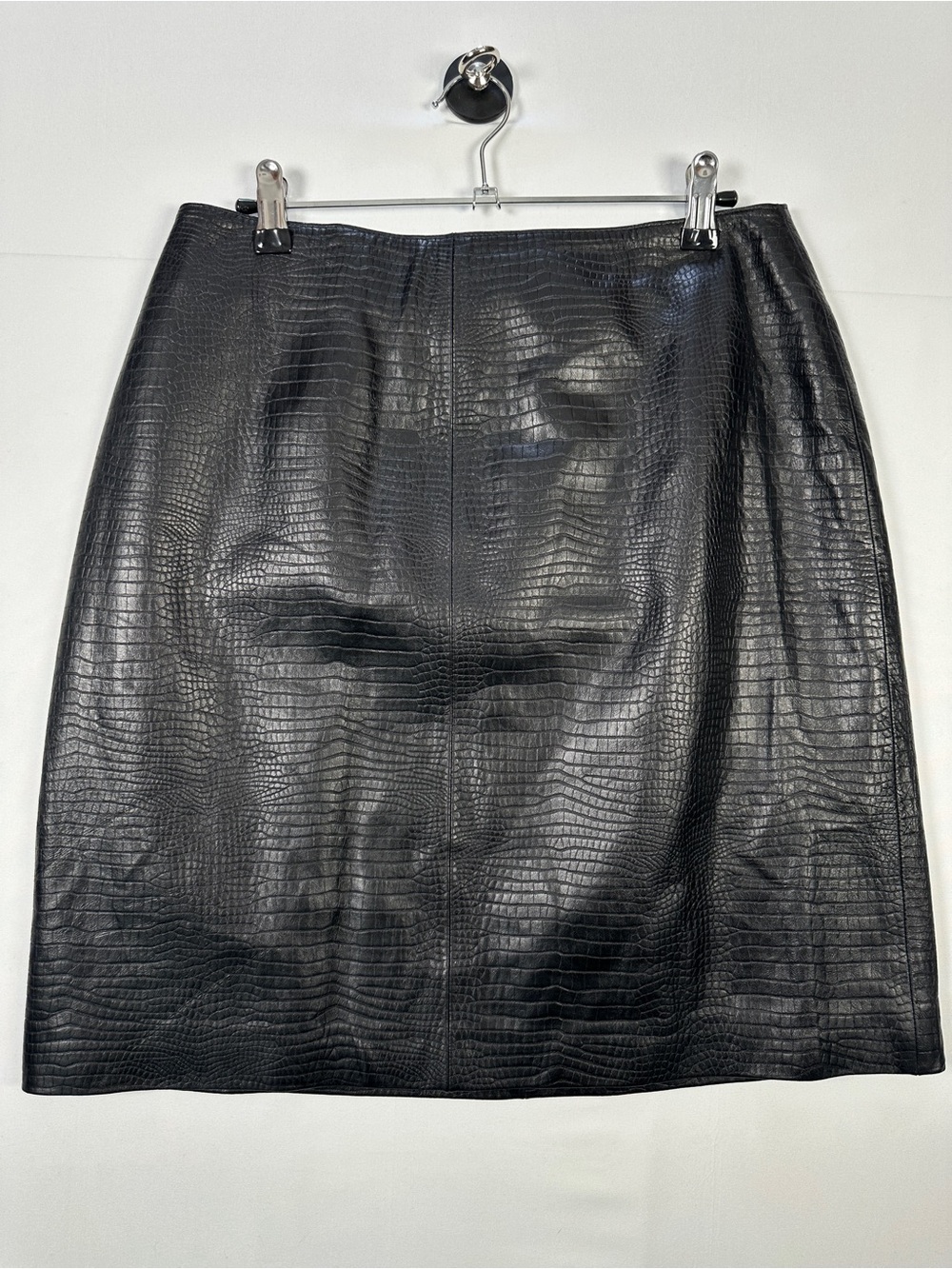 Jones New York Petite Genuine Leather Embossed Pencil Skirt Black 12P